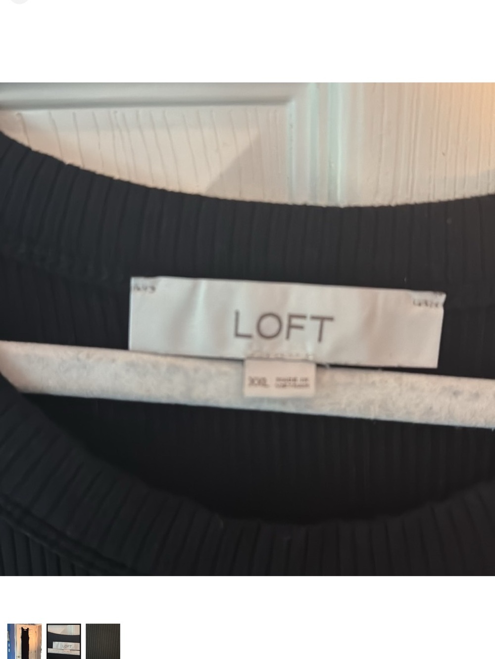 LOFT Black Ribbed Crewneck Top